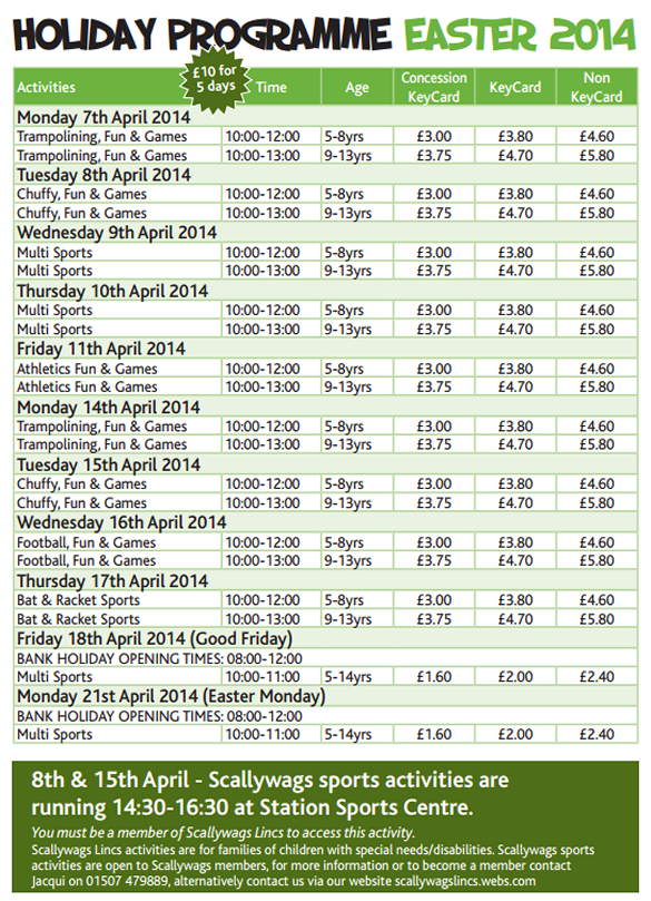 ss2 Station Sports Centre Easter Holiday Programme